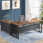 Bureau d'ordinateur en L de 63 pouces avec caisson latéral de 47 pouces, ensemble de bureau de direction pour bureau à domicile
