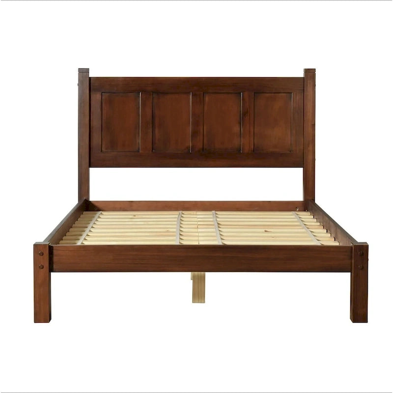 Lit plateforme en bois massif de style Shaker, meuble en bois grainé