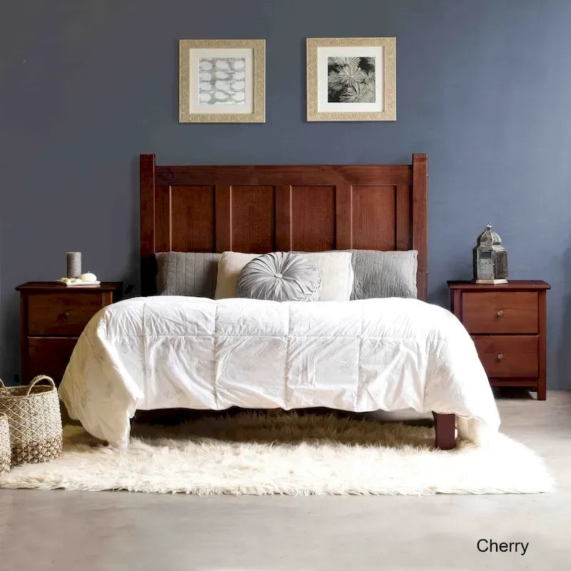 Lit plateforme en bois massif de style Shaker, meuble en bois grainé