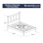 Lit plateforme en bois massif de style Shaker, meuble en bois grainé