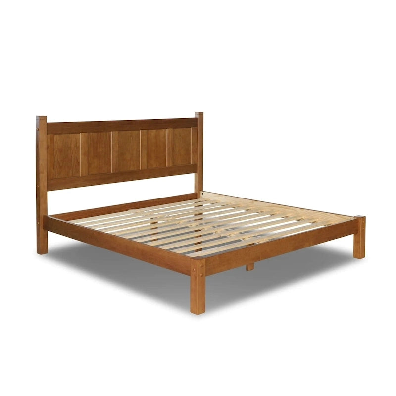 Lit plateforme en bois massif de style Shaker, meuble en bois grainé