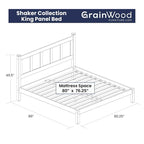Lit plateforme en bois massif de style Shaker, meuble en bois grainé