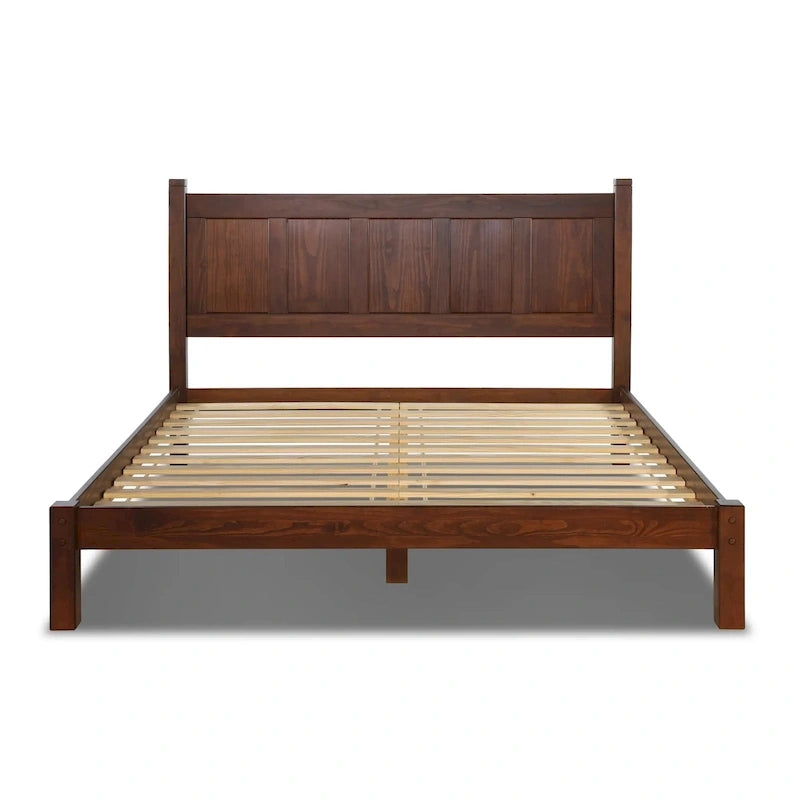Lit plateforme en bois massif de style Shaker, meuble en bois grainé