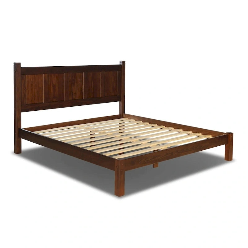 Lit plateforme en bois massif de style Shaker, meuble en bois grainé