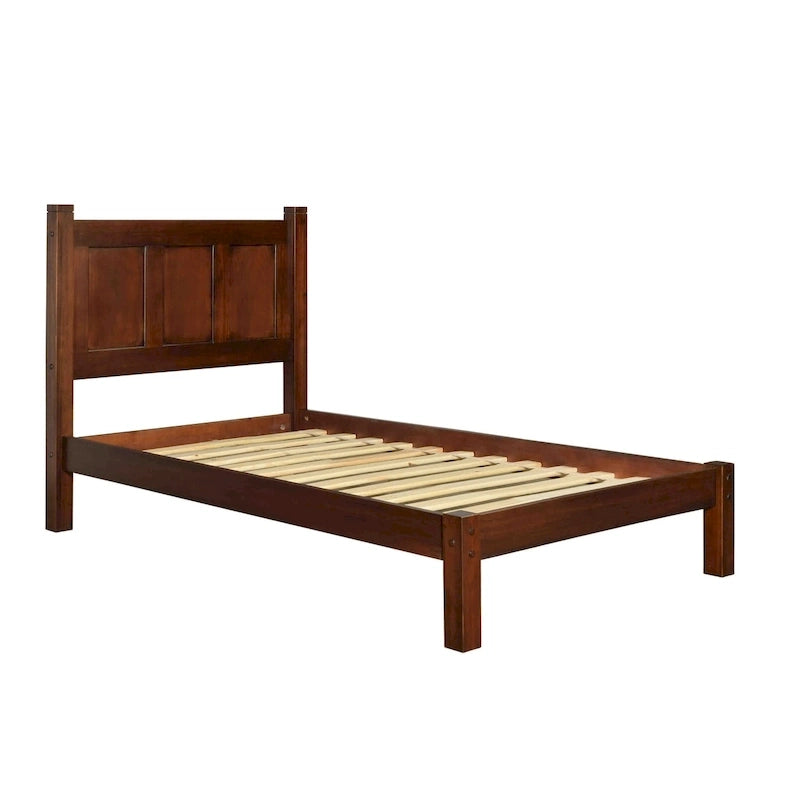 Lit plateforme en bois massif de style Shaker, meuble en bois grainé