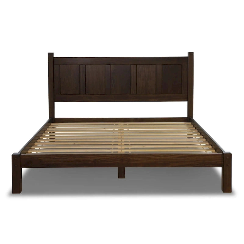 Lit plateforme en bois massif de style Shaker, meuble en bois grainé