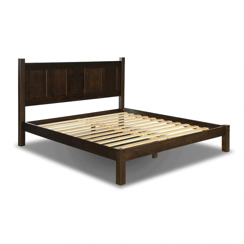 Lit plateforme en bois massif de style Shaker, meuble en bois grainé