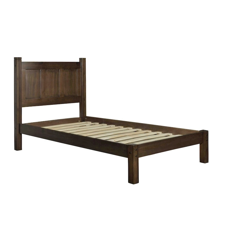 Lit plateforme en bois massif de style Shaker, meuble en bois grainé