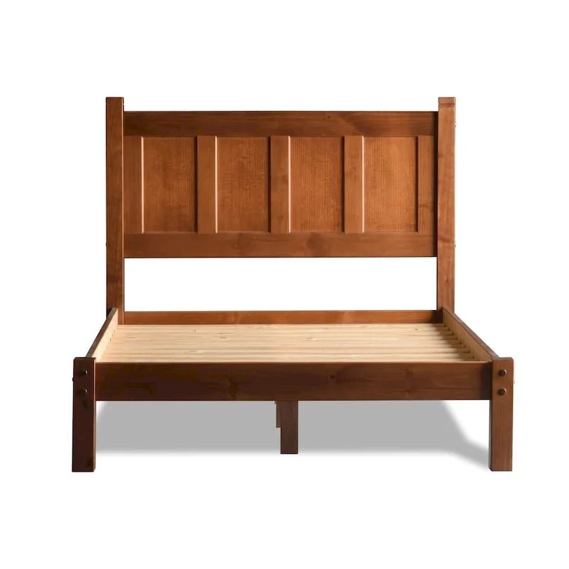 Lit plateforme en bois massif de style Shaker, meuble en bois grainé