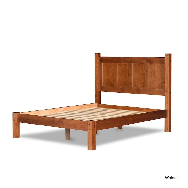 Lit plateforme en bois massif de style Shaker, meuble en bois grainé