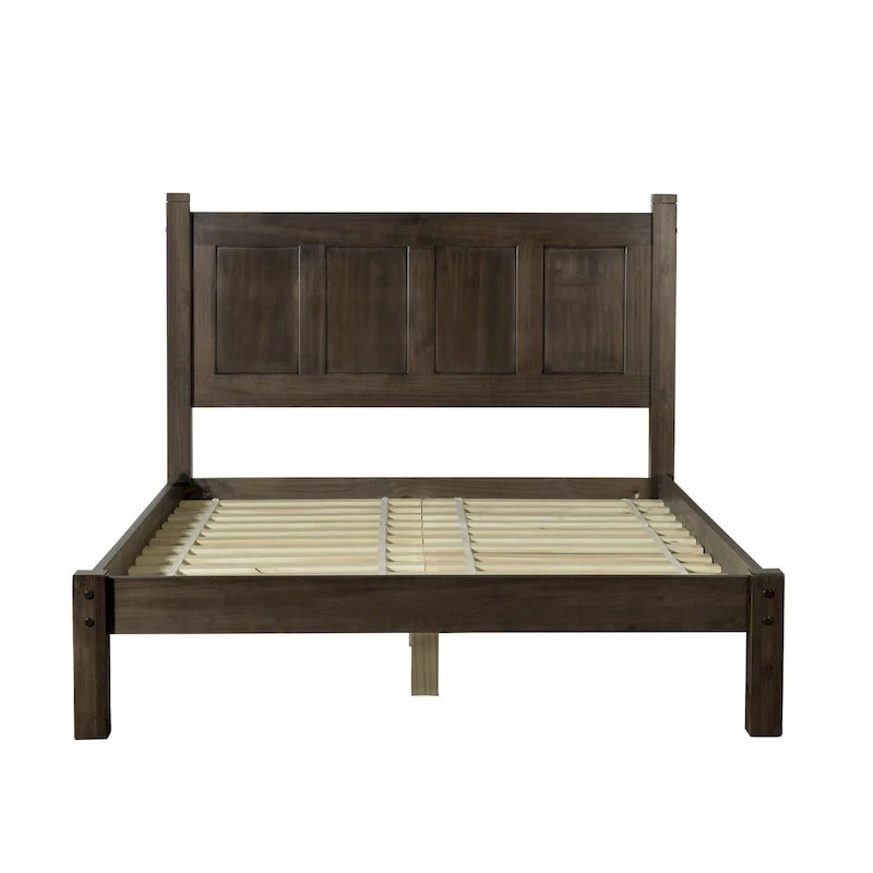 Lit plateforme en bois massif de style Shaker, meuble en bois grainé
