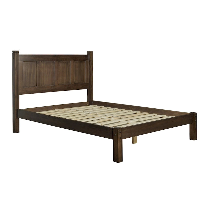 Lit plateforme en bois massif de style Shaker, meuble en bois grainé