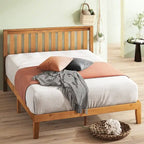 Priage by ZINUS Rustic Pine Wood Platform Bed Frame with headboard