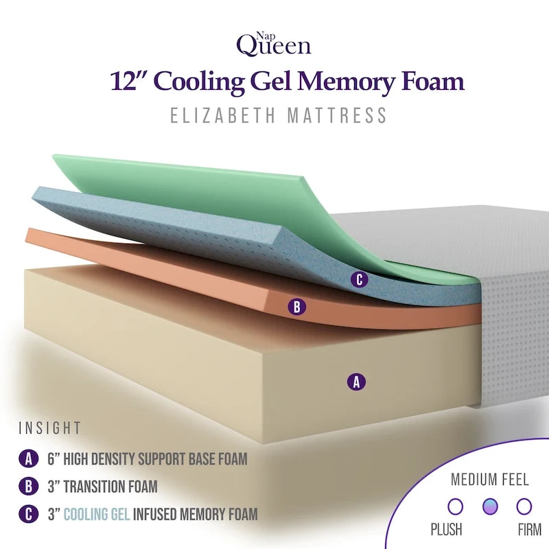 Matelas NapQueen Elizabeth 12 en mousse à mémoire de forme et gel