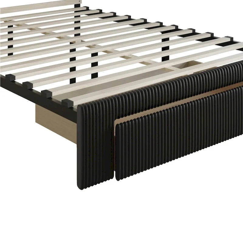 Lit plateforme de rangement CraftPorch en velours côtelé capitonné avec éclairage LED