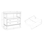 Table de chevet artisanale en bois à 2 tiroirs avec étagère ouverte par East at Main