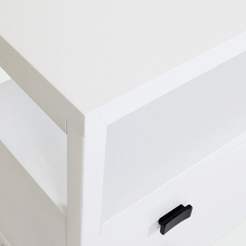 Table de chevet artisanale en bois à 2 tiroirs avec étagère ouverte par East at Main