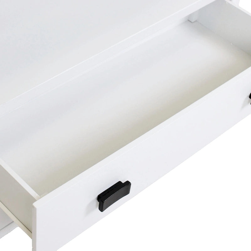 Table de chevet artisanale en bois à 2 tiroirs avec étagère ouverte par East at Main