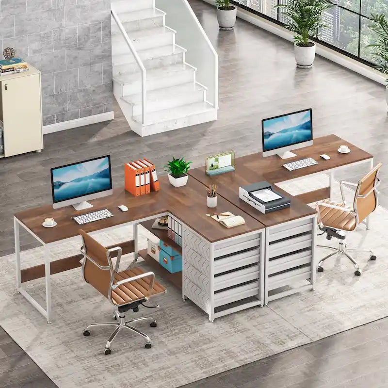 Bureau d'ordinateur réversible en forme de L, table d'écriture robuste, poste de travail