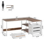 Bureau d'ordinateur réversible en forme de L, table d'écriture robuste, poste de travail