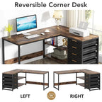 Bureau d'ordinateur réversible en forme de L, table d'écriture robuste, poste de travail