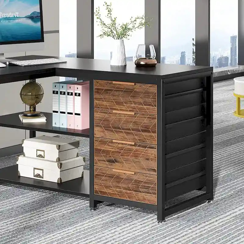 Bureau d'ordinateur réversible en forme de L, table d'écriture robuste, poste de travail