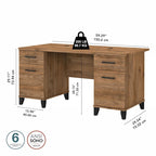 Bureau d'ordinateur Bush Furniture Somerset 60W avec tiroirs