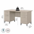 Bureau d'ordinateur Bush Furniture Somerset 60W avec tiroirs