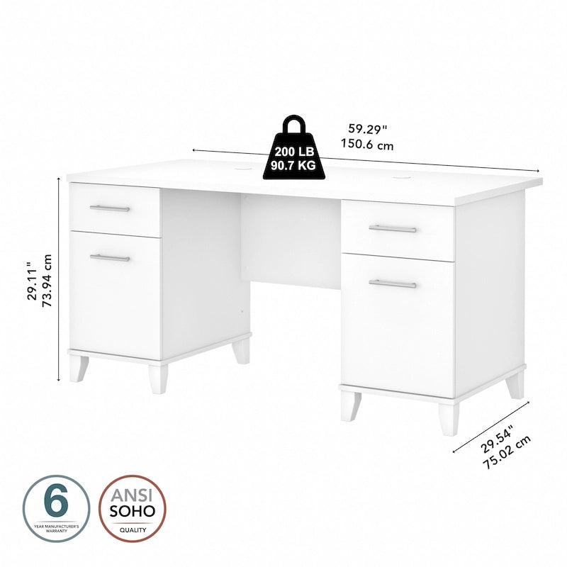 Bureau d'ordinateur Bush Furniture Somerset 60W avec tiroirs