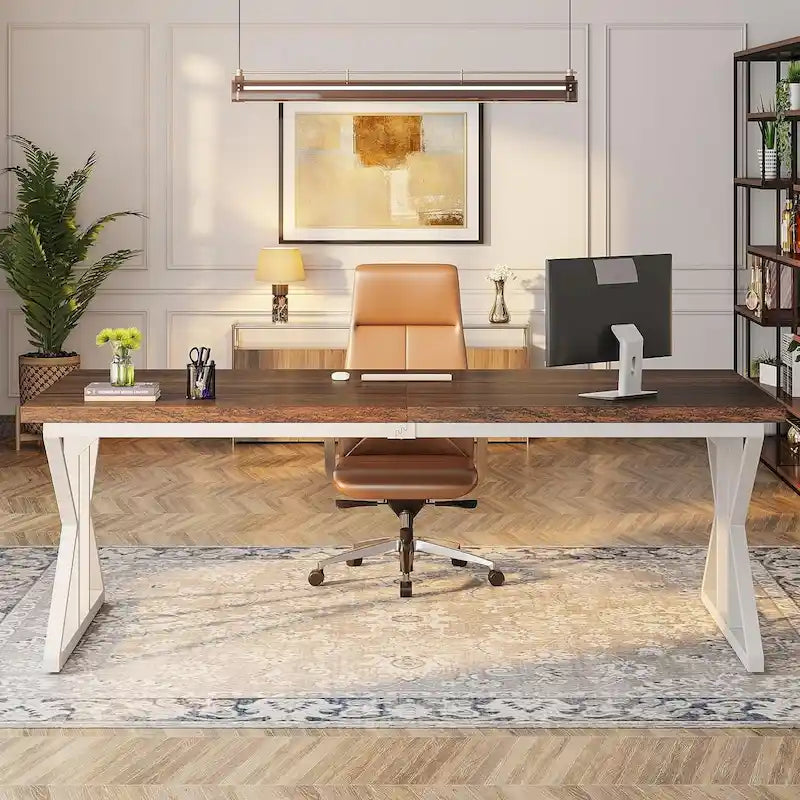 Bureau de direction de 70,8 pouces, grand bureau d'ordinateur, poste de travail