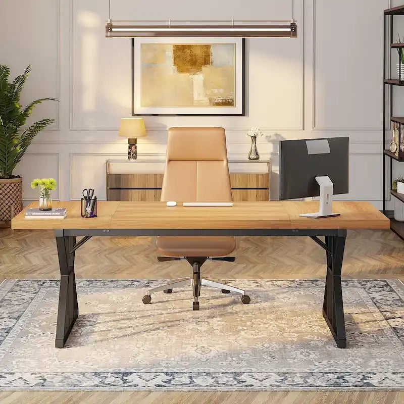 Bureau de direction de 70,8 pouces, grand bureau d'ordinateur, poste de travail