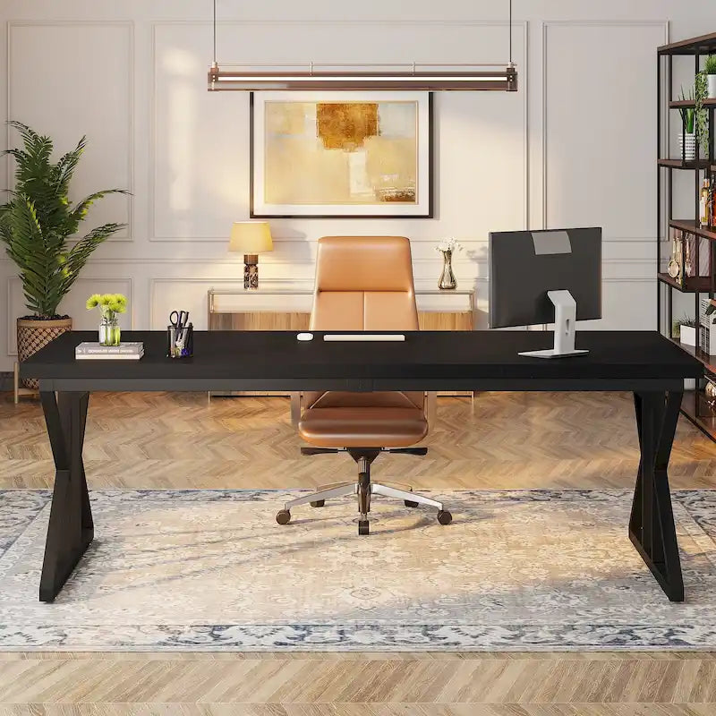 Bureau de direction de 70,8 pouces, grand bureau d'ordinateur, poste de travail