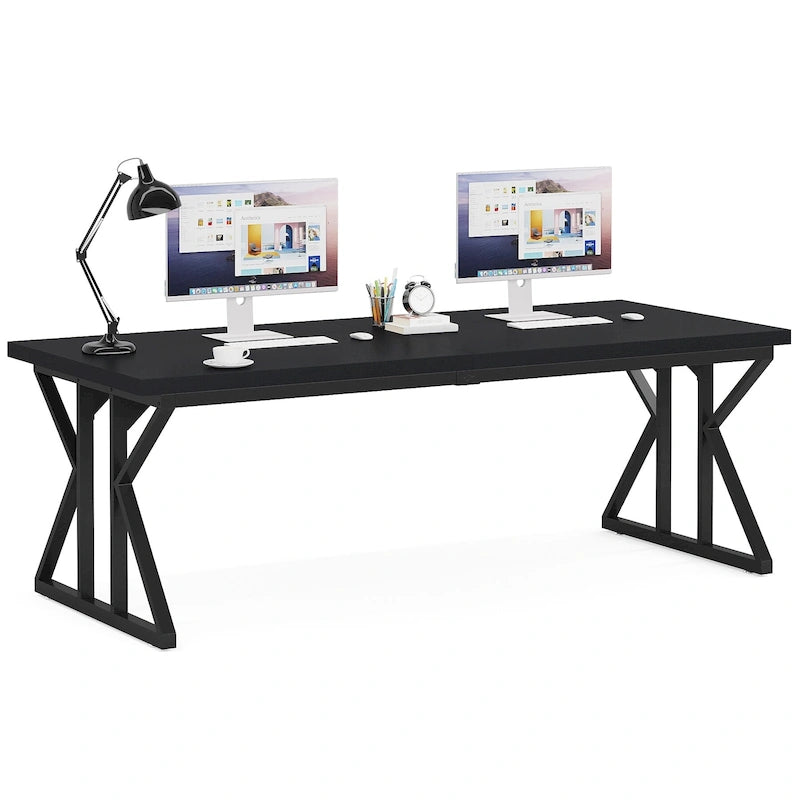 Bureau de direction de 70,8 pouces, grand bureau d'ordinateur, poste de travail