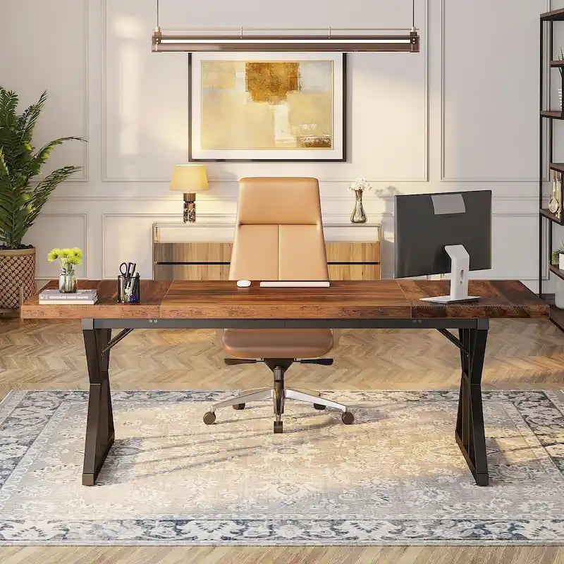 Bureau de direction de 70,8 pouces, grand bureau d'ordinateur, poste de travail