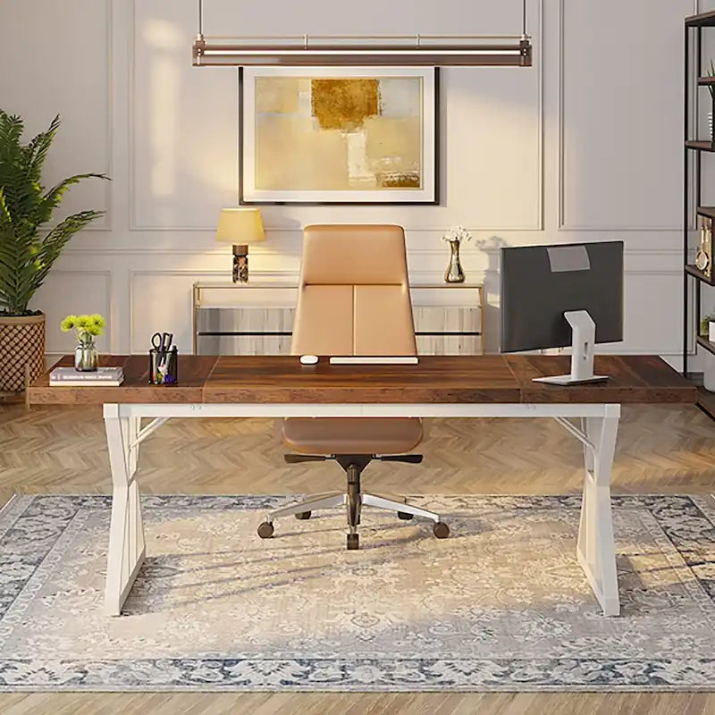 Bureau de direction de 70,8 pouces, grand bureau d'ordinateur, poste de travail