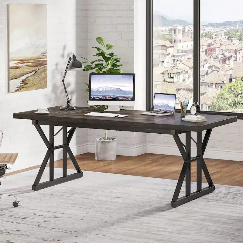 Bureau de direction de 70,8 pouces, grand bureau d'ordinateur, poste de travail