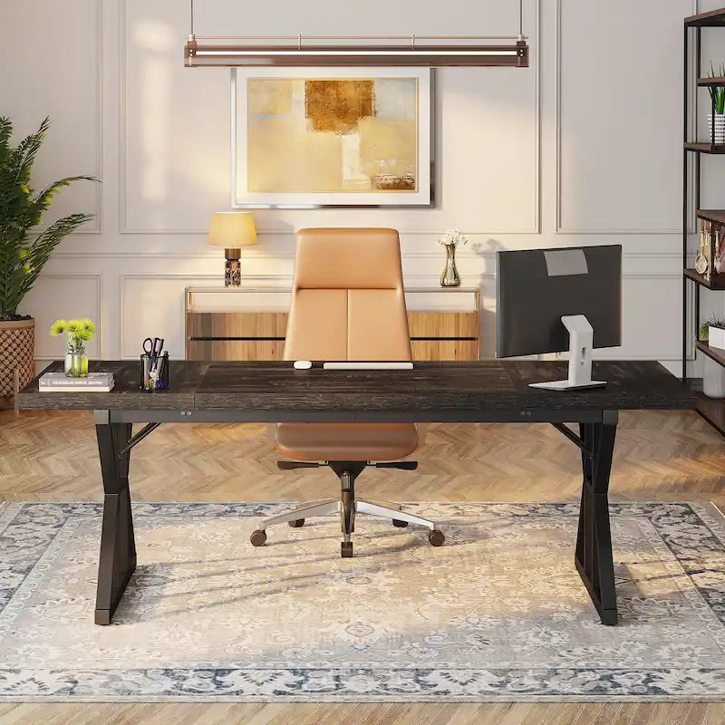 Bureau de direction de 70,8 pouces, grand bureau d'ordinateur, poste de travail