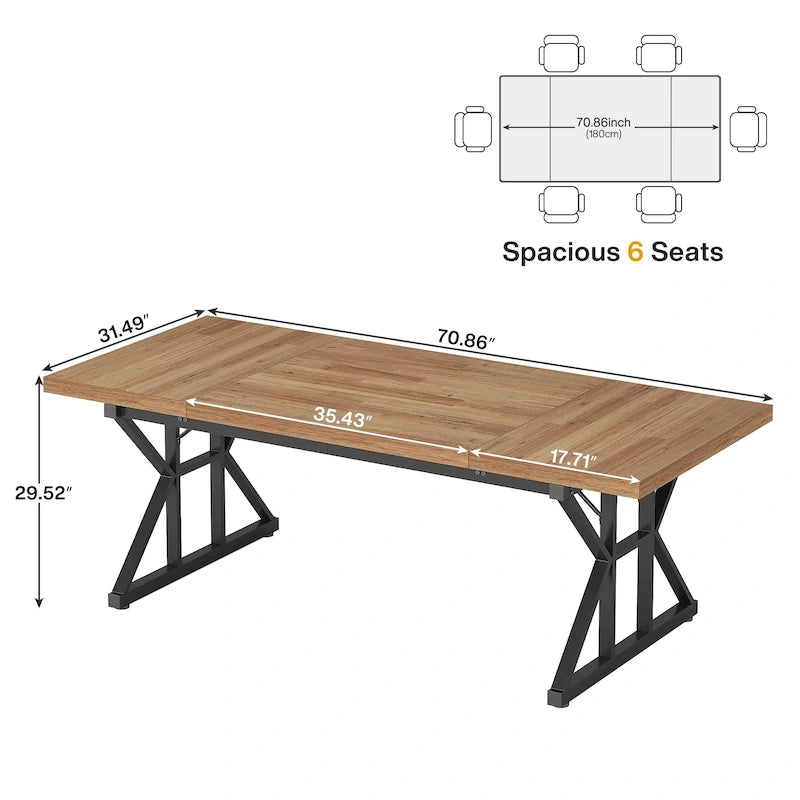 Bureau de direction de 70,8 pouces, grand bureau d'ordinateur, poste de travail