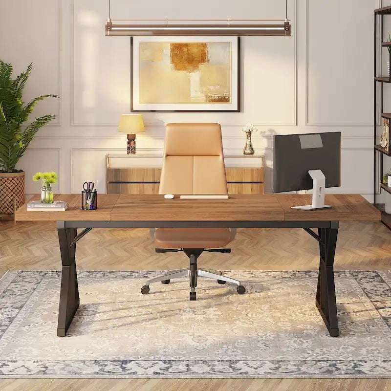 Bureau de direction de 70,8 pouces, grand bureau d'ordinateur, poste de travail