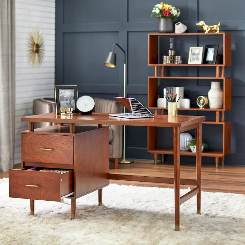 Bureau Margo à 2 tiroirs, style moderne du milieu du siècle, de Simple Living