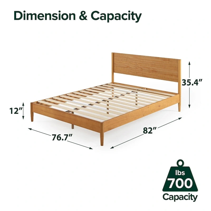 Cadre de lit plateforme en bois Priage par ZINUS, style Mid Century