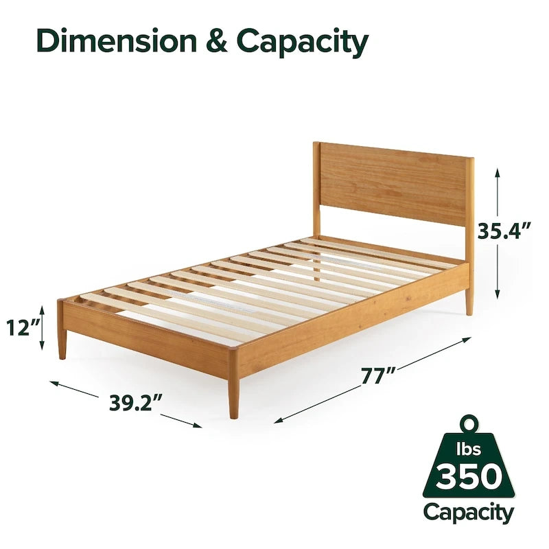 Cadre de lit plateforme en bois Priage par ZINUS, style Mid Century