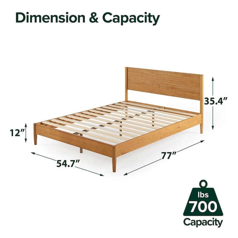 Cadre de lit plateforme en bois Priage par ZINUS, style Mid Century