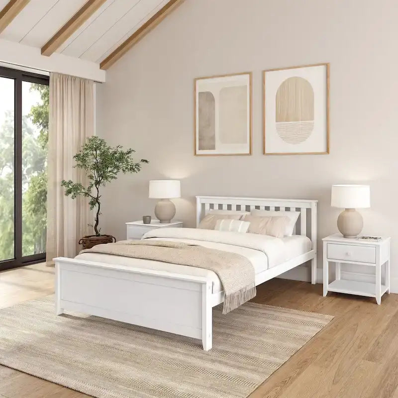 Lit plateforme Queen classique en bois véritable Plank and Beam