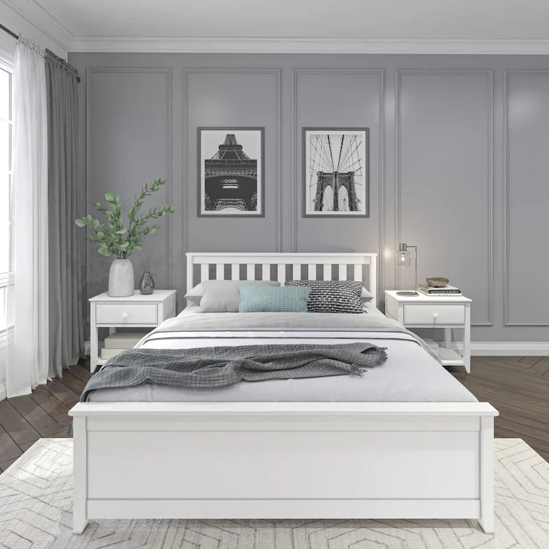 Lit plateforme Queen classique en bois véritable Plank and Beam