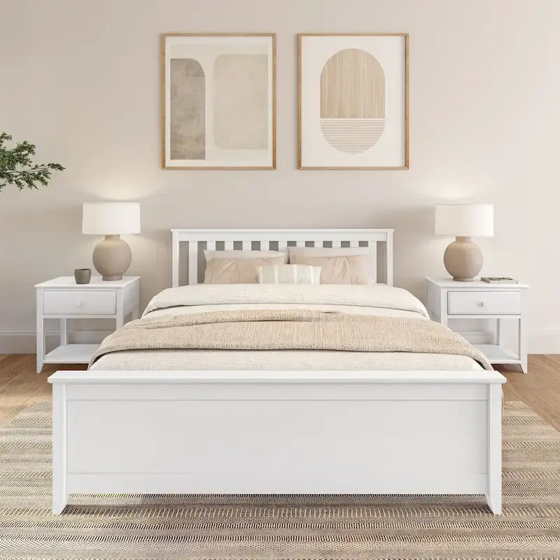 Lit plateforme Queen classique en bois véritable Plank and Beam