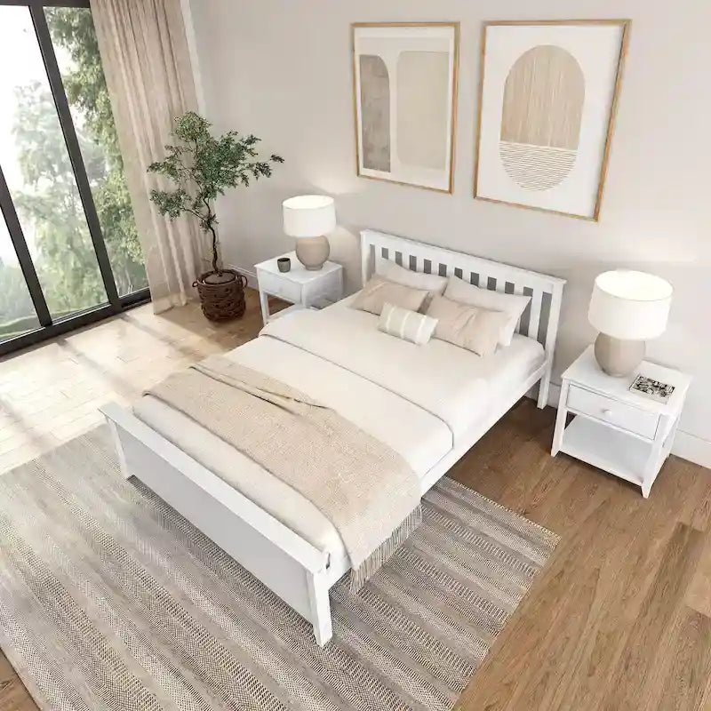 Lit plateforme Queen classique en bois véritable Plank and Beam