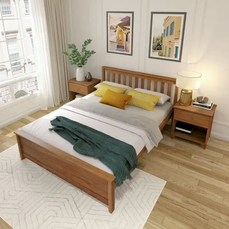 Lit plateforme Queen classique en bois véritable Plank and Beam