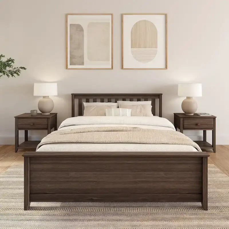 Lit plateforme Queen classique en bois véritable Plank and Beam
