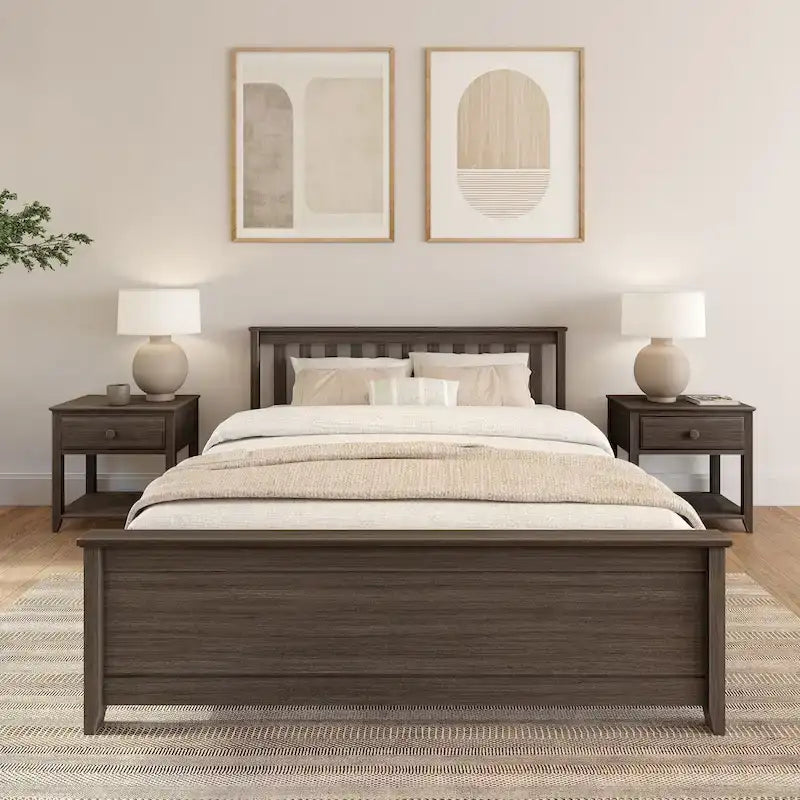 Lit plateforme Queen classique en bois véritable Plank and Beam